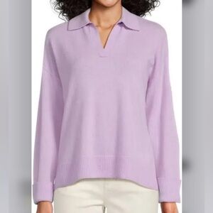Saks Fifth Avenue 100% Cashmere Purple Polo Sweater Size M